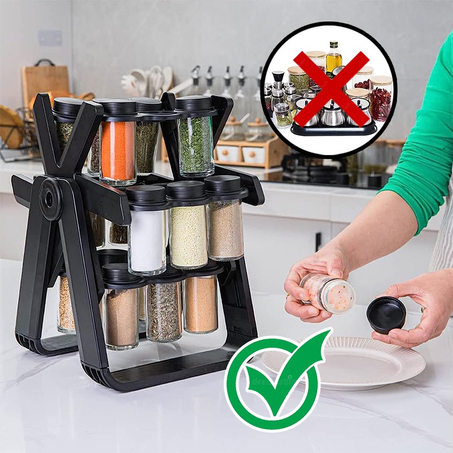  منظم التوابل  الدوار  360 درجة مع 18 زجاجة